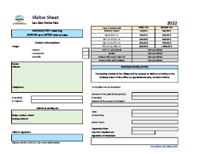 Visitor Sheet Lac-des-seize-iles